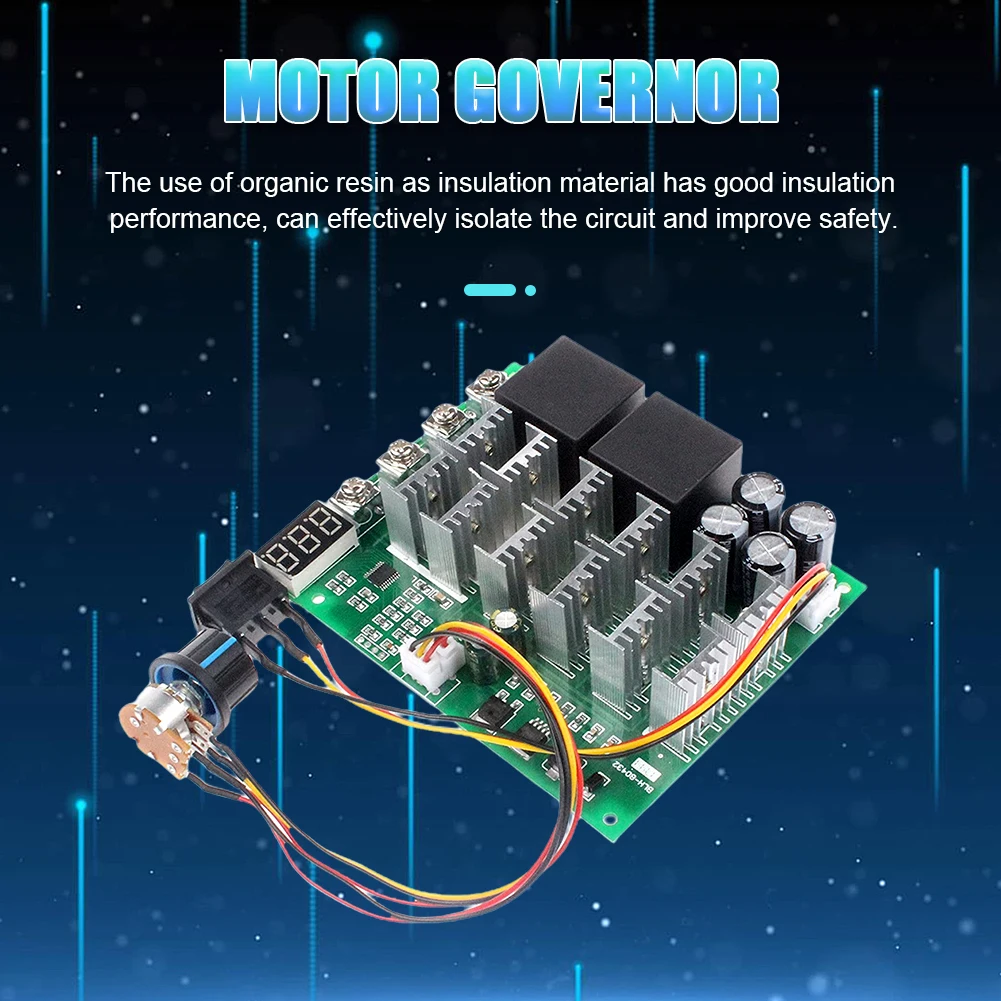 DC10V-55V Forward Reverse Converter Digital Display 60A Regulator Speed Controller 12V 24V 36V 48V 100A Max with Knob for Switch