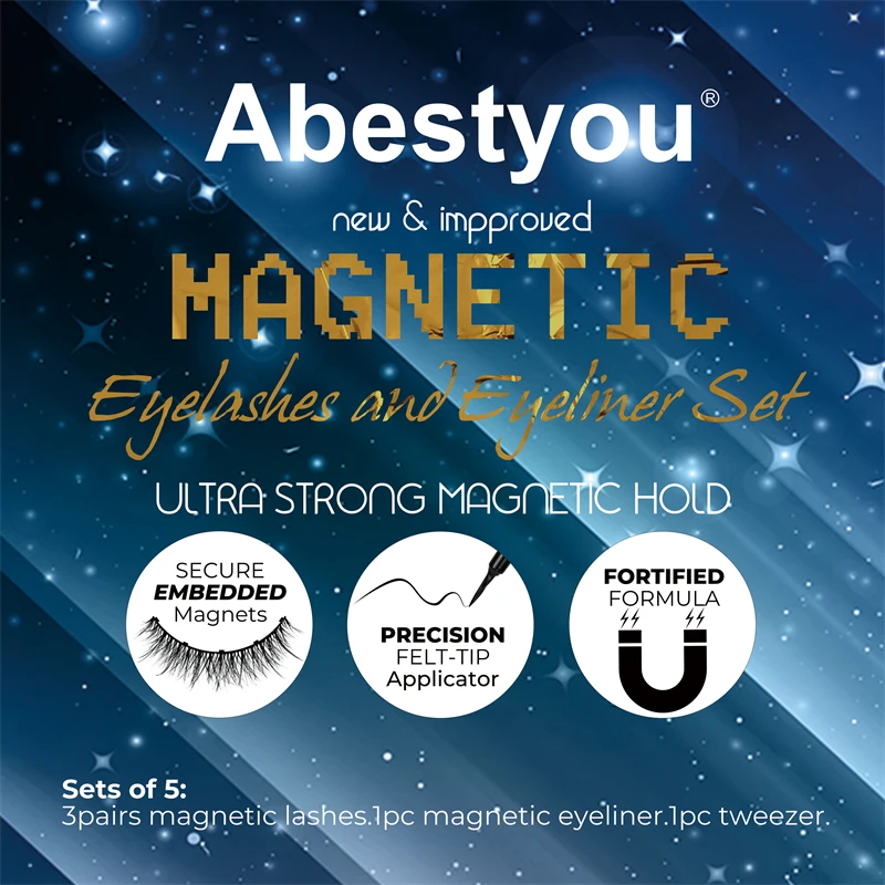 Abestyou 3pairs 5d Fluffy Magnetic Fake Mink Eyelashes Cilios Magneticos  Aplicador Delineador Kit Rehaussement Cil Lash Package