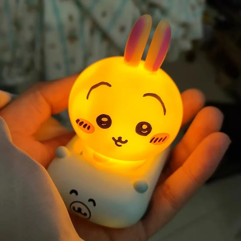 Chiikawa Led Night Light Usagi Hachiware Cartoon Sleep Lamp Soft Eye-Caring Bedside Desk Light Birthday Gift Kids Bedroom Decor - view 5