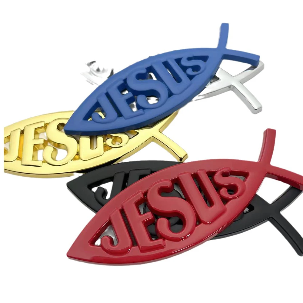 

Metal 3D Christian Jesus Fish Symbol Logo Car Emblem Badge Sticker Decal for Car Trunk Motorbikes Fender Rear Bumper Decal