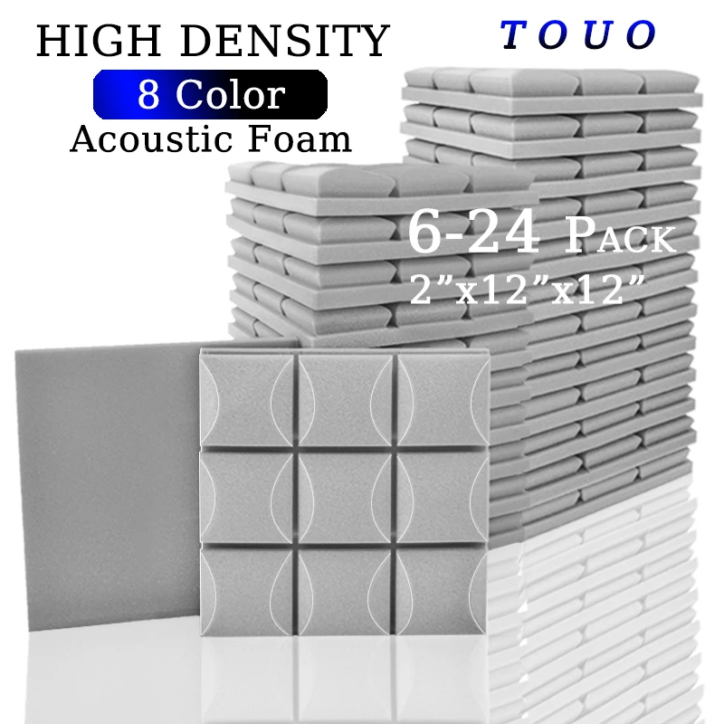 

TOUO 6/12/24 Pcs Studio Acoustic Foam Soundproof Foam Noise Protective Foam Sound Absorption Treatment Panel Acoustic Sponge