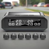 Car Truck TPMS Intelligent Temperature Warning LCD Display Car Tire Pressure Monitor System USB Solar Powered 6 External Sensors