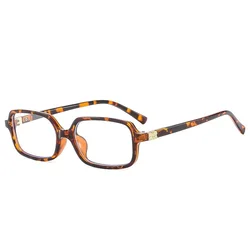 Vintage Rectangle Sunglasses Women 2024 Brand Designer Small Oval Anti Blue Light Glasses Retro Fashion Men Leopard Eyegalsses
