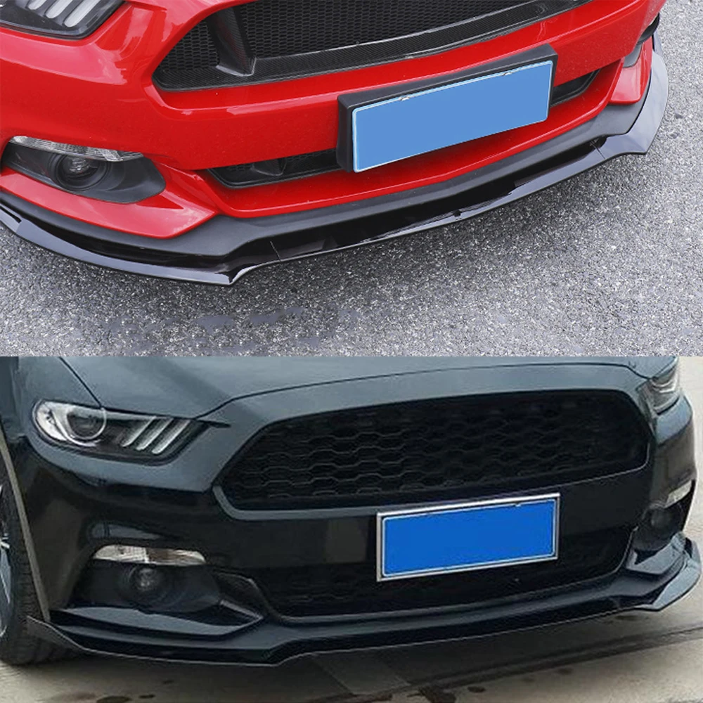 Car Front Bumper Splitter Lip Diffuser Protector Body Kit Front Spoiler Cover Carbon Fiber Look For Ford For Mustang 2015-2017
