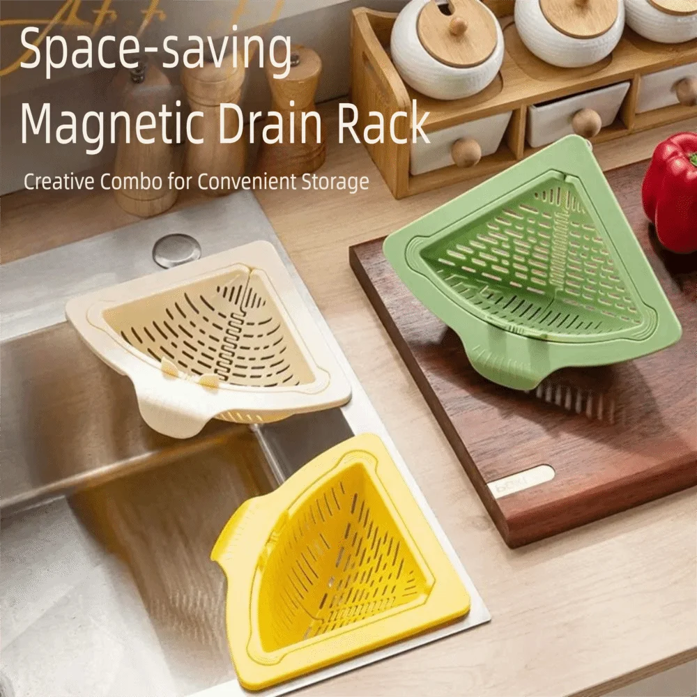 New Magnetic Sink Drain Basket Triangle Multifunctional Kitchen Sink Filter Food Waste Filter Basket Kitchen Supplies