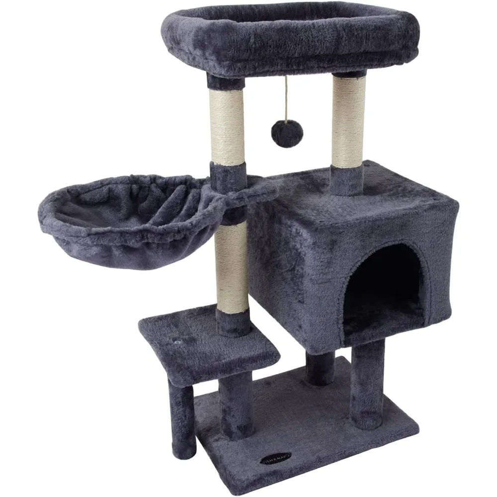 

FISH&NAP Cute Cat Tree Kitten Tower for Indoor Condo Sisal Scratching Posts with Jump Platform Furniture Activity