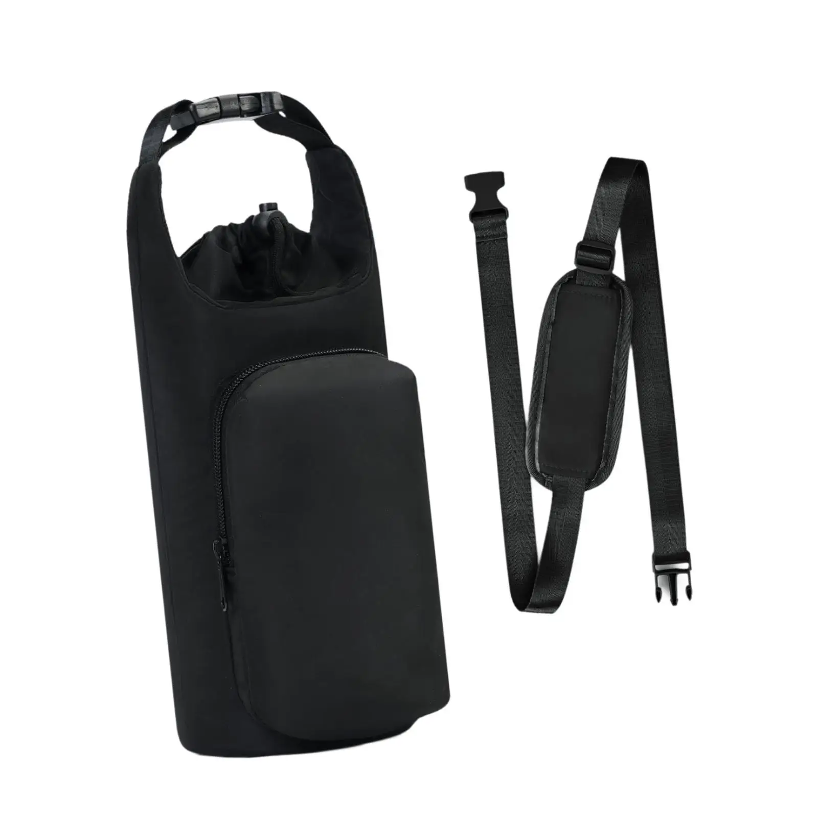 Sports Water Bottle Holder Insulated Carrier Bag with Shoulder Strap and Pocket for Backpacking Camping Trips