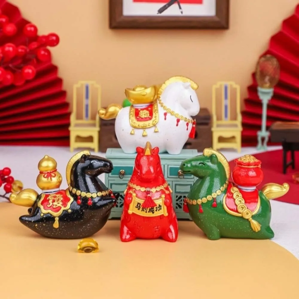 الراتنج 2026 الحصان العام التميمة النمط الصيني الجدول الديكور زودياك الحصان التماثيل ديكور السيارة للتدوير سيارة الداخلية حلية #1