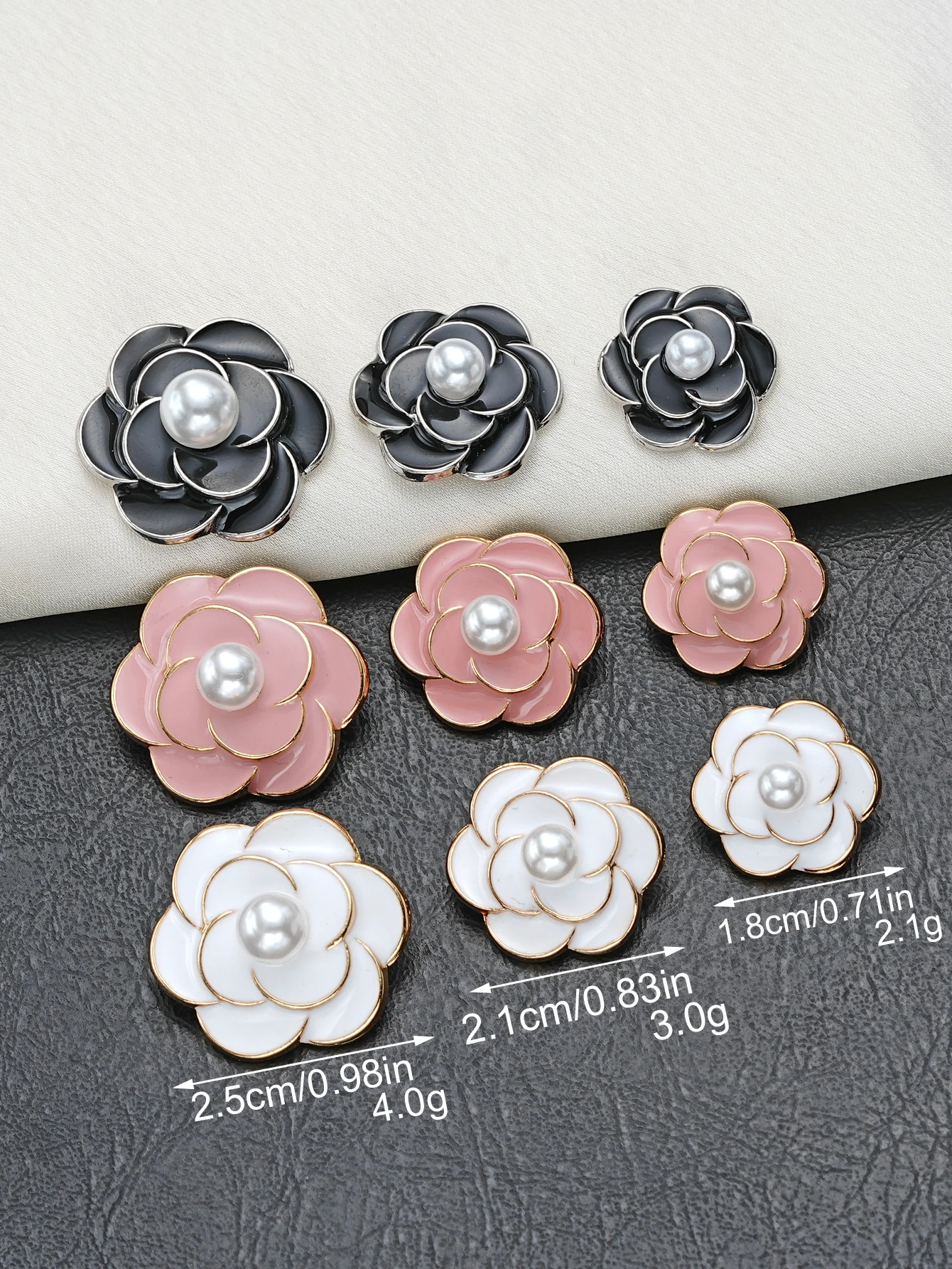 5pcs alloy pearls Rhinestones Buttons Multi-color Creative Camellia  Jewelry Earrings hair crafts, DIY jewelry accessories