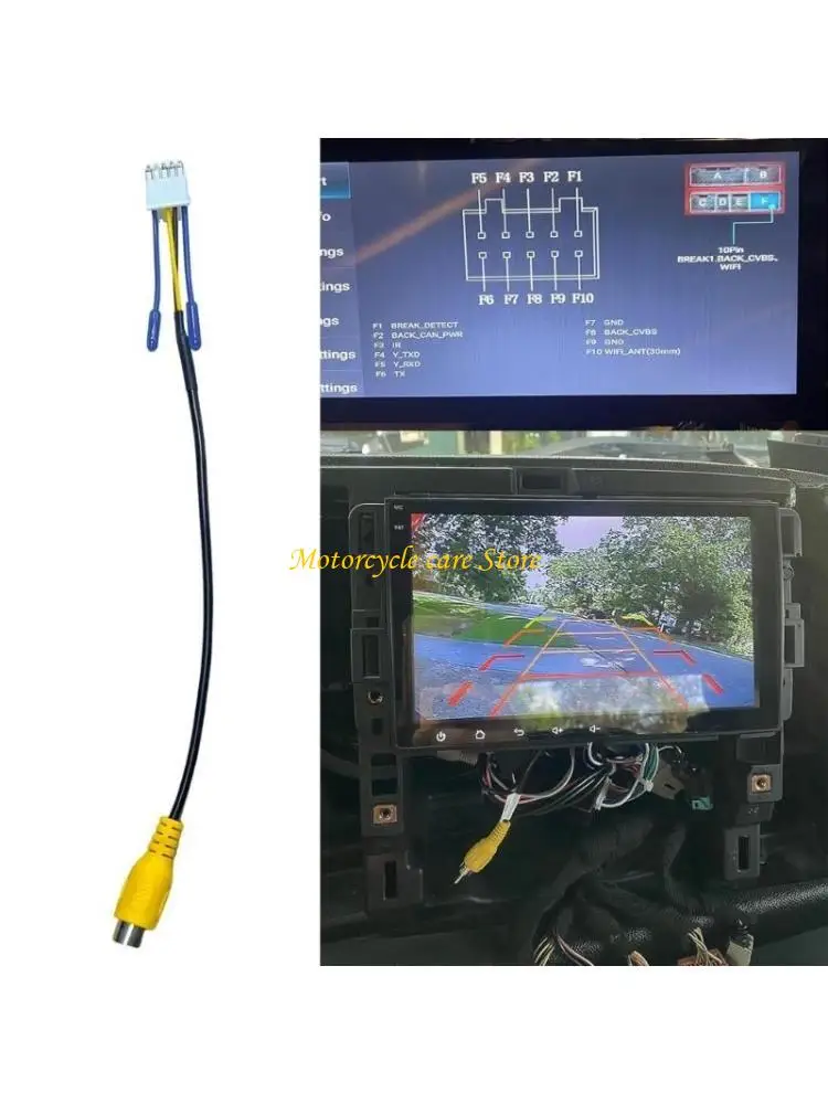 

U75F Car Radio Cable 10 Pin Cable Car Rear View Camera Cable for Vehicle Monitor