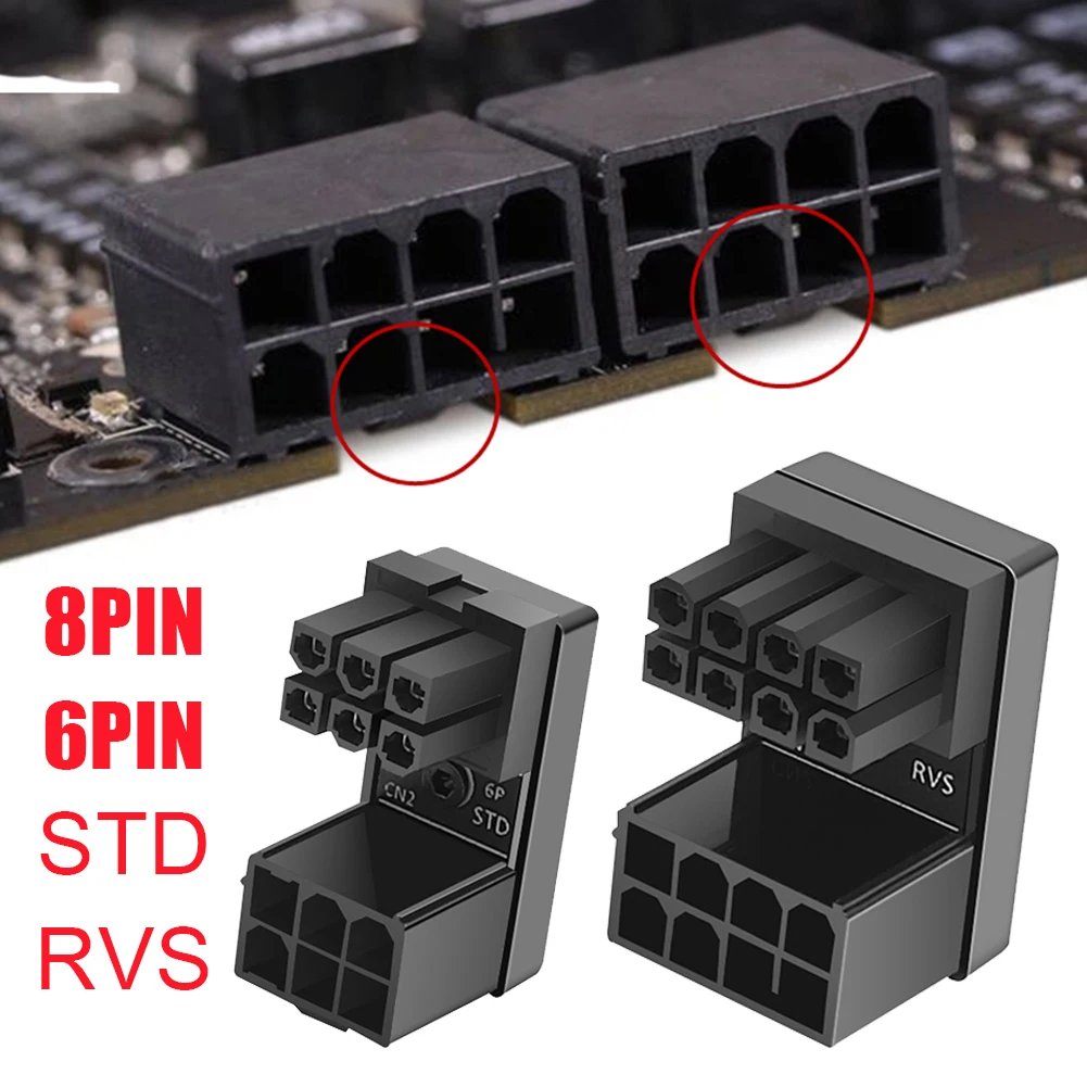 1 Stuks Atx 8 Pin Vrouwelijk Naar Mannelijk 180 Graden Schuine Draaiende Connector Voedingsadapter Elleboogkop Voor Desktop Grafische Videokaart Gpu