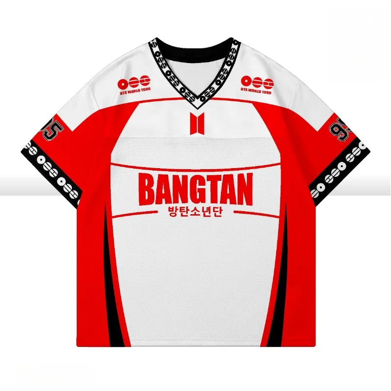 2026 Summer New K-pop Korean Wave BTS Male Band Idol Surrounding Printed Short Sleeved T-shirt Fans Singer V Neck Casual Tshirt view 3