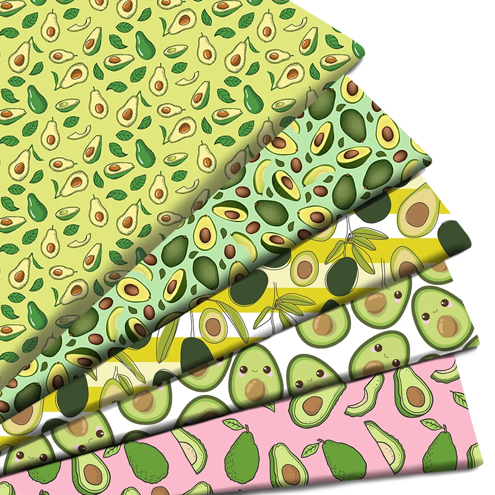 Fruits Avocado Printed Polyester Pure Cotton Material By the Meter Patchwork Tissue Sewing Quilting Fabrics Needlework