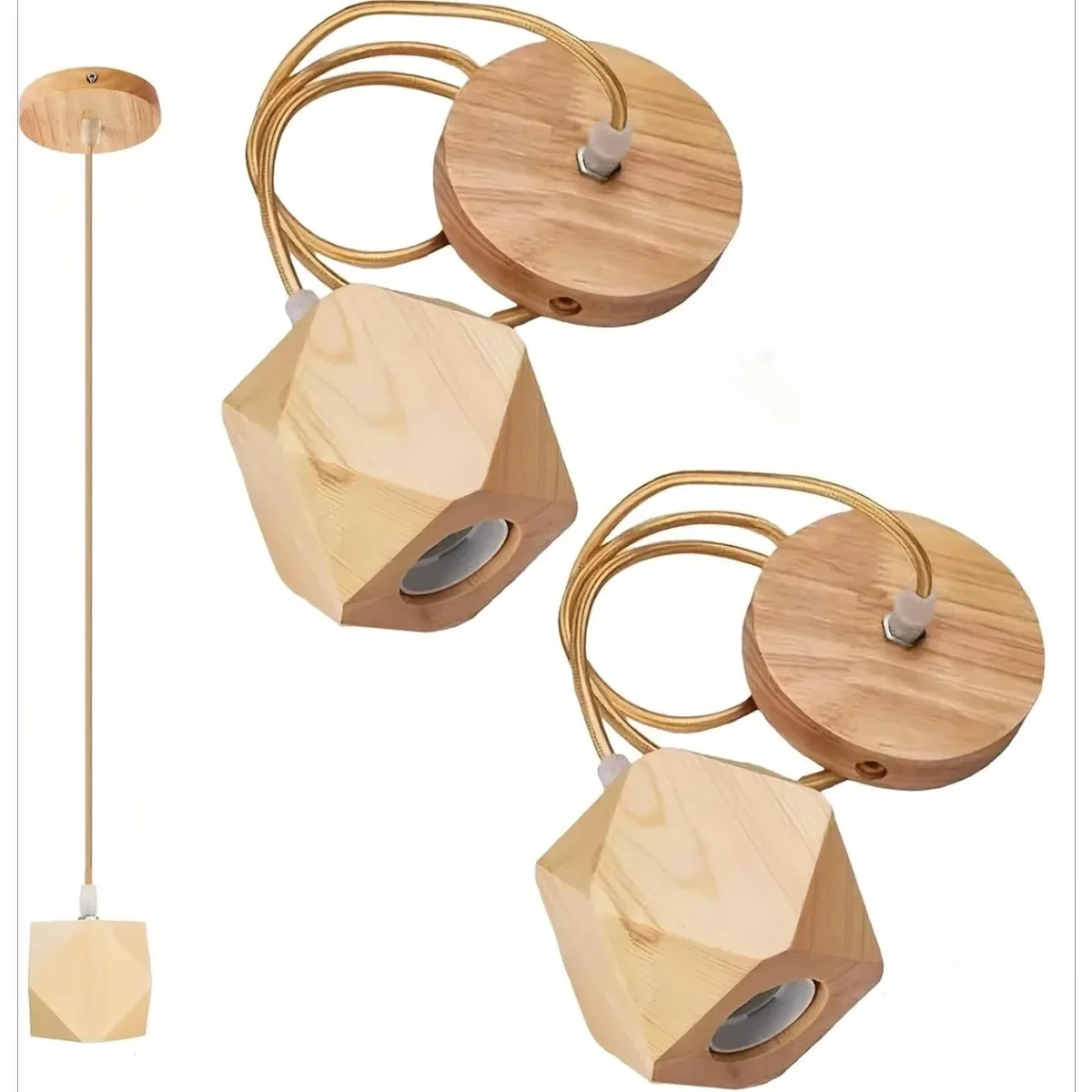 JOYINLED Vintage Wooden Pendant Light E27 Rustic Hanging Lamp Fixture for Restaurant Bedroom Dining Room Farmhouse Home Decor