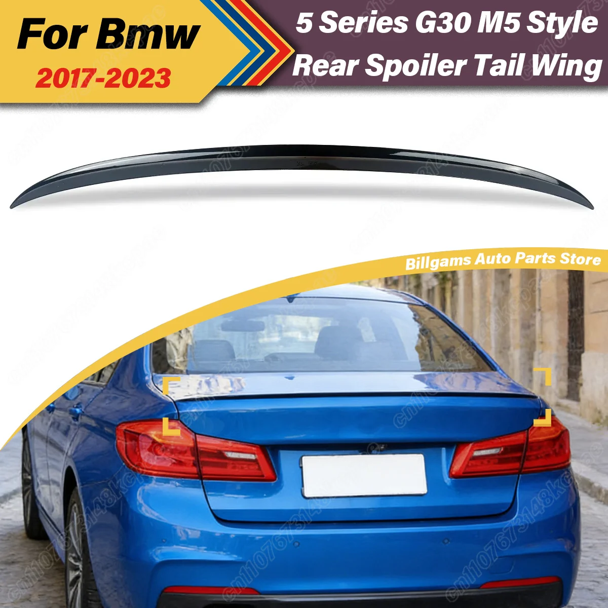 

For BMW 5 Series G30 520i 530i 2017 2018 2019 2020 2021 2022 2023 M5 Style Automobile Rear Trunk Spoiler Wing Decoration Kit