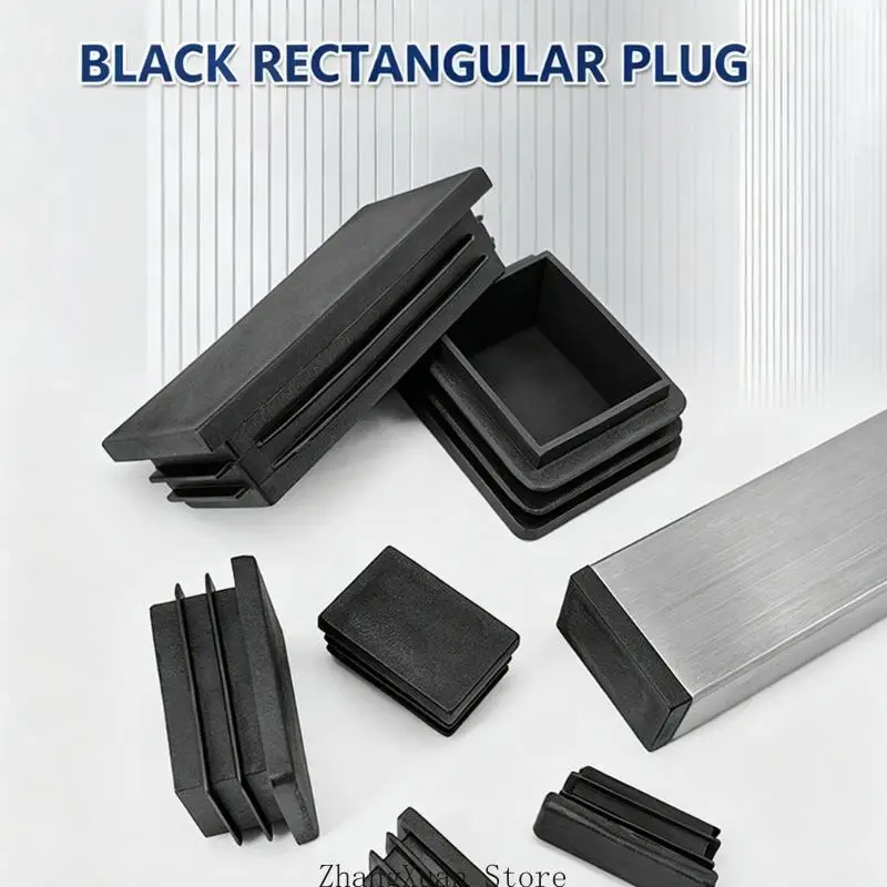 12 Stück schwarze Kunststoff-Rechteck-Endkappen, rechteckige Kunststoffstopfen, 3 x – Detail 3