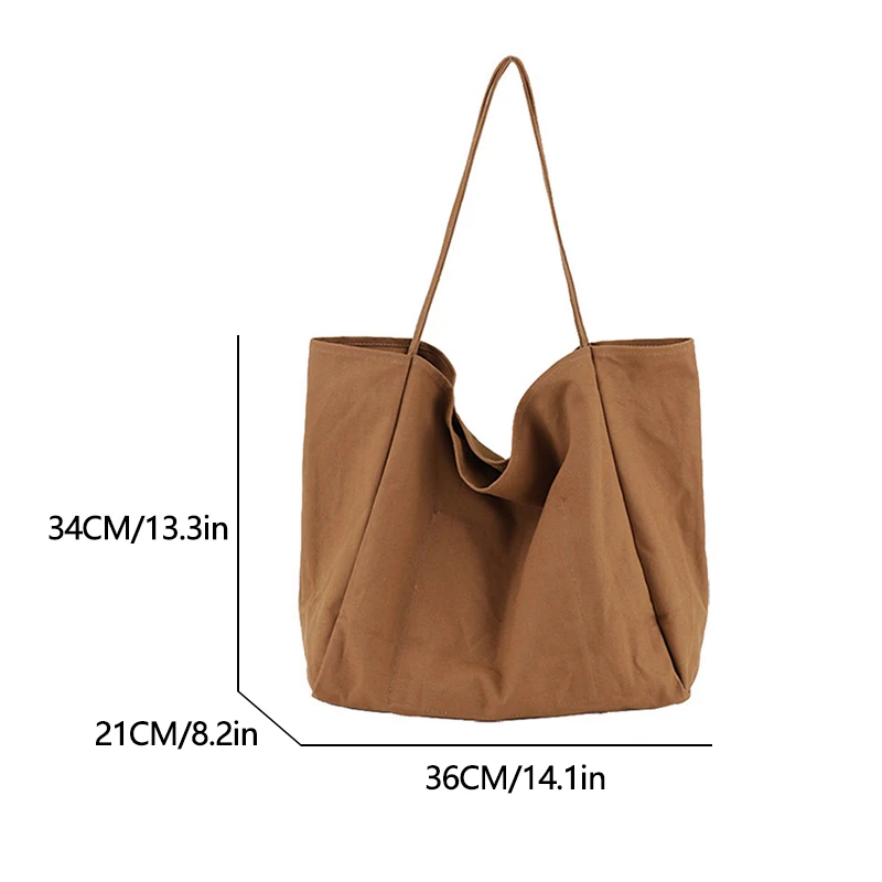 Korean version minimalist large capacity shopping bag ins sen series artistic canvas shoulder bag casual retro solid color handb