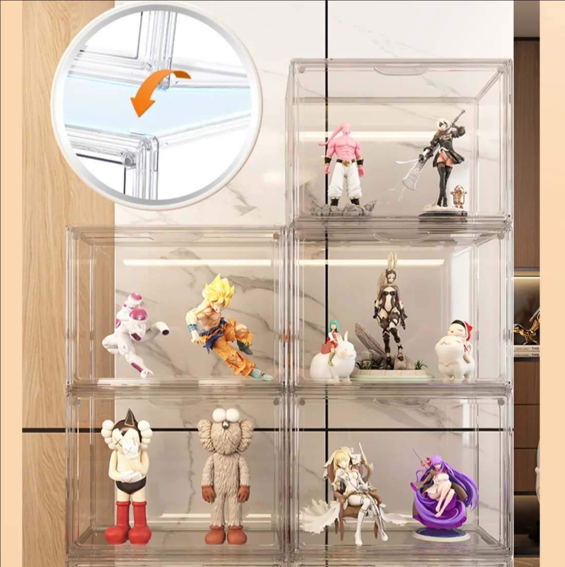 

New PET Material Figurine Display Cabinet Storage Box Model Display Transparent Display Box Toy Blind Box Storage Display Rack