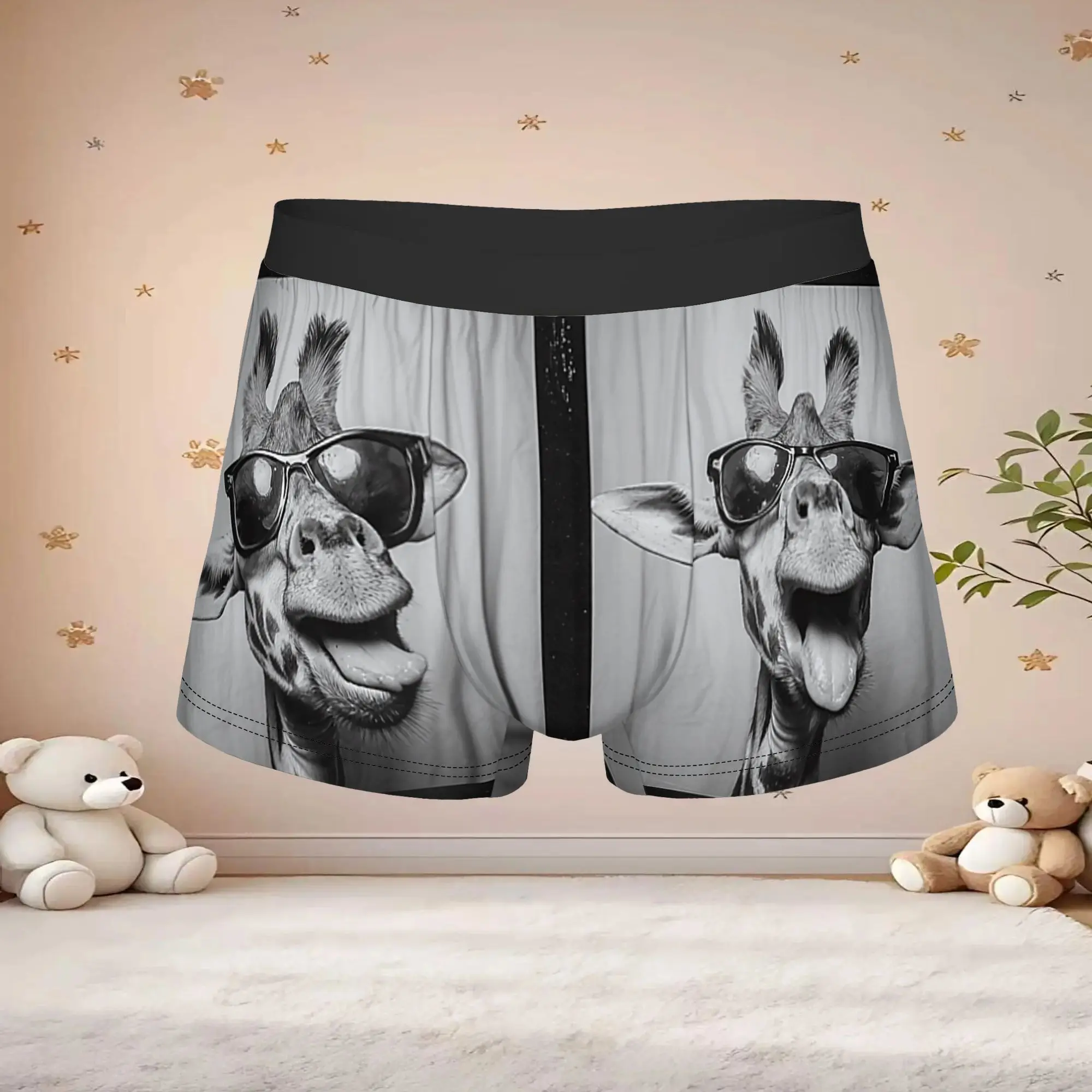1pc Popular Funny Giraffe Sunglasses boxers  Personalized Panties Men's Underwear Print Shorts Boxer Briefs