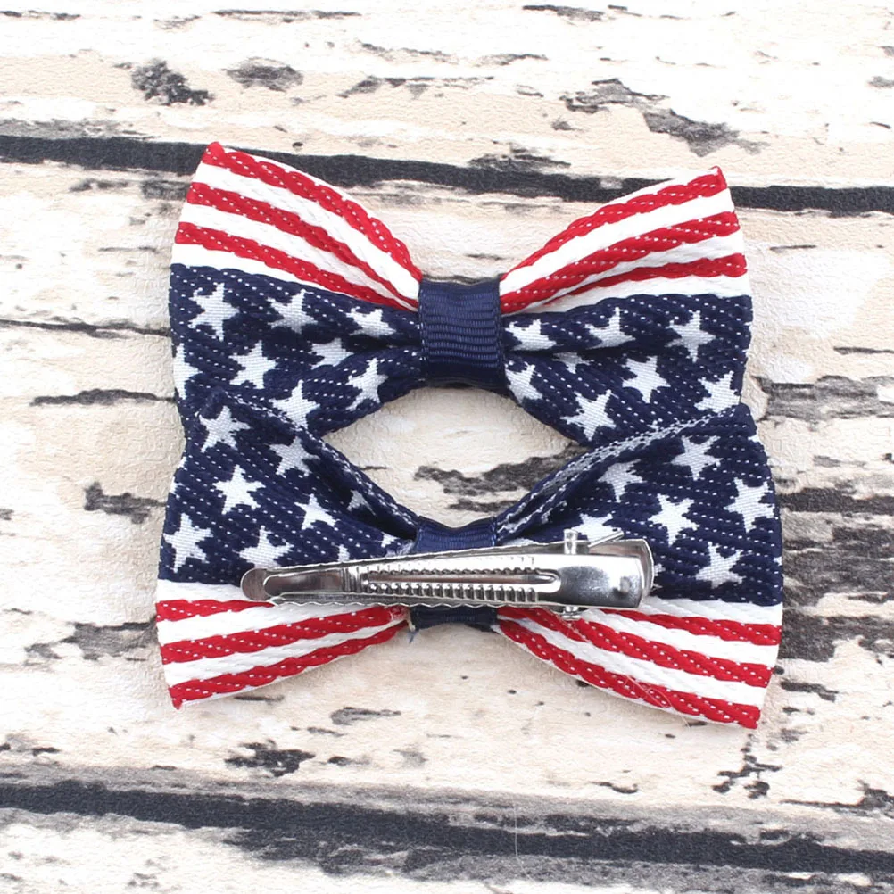 

2 pcs American National Flag Clips Bow Knot Design Gather Safely For School Church Wedding Holiday Party American National