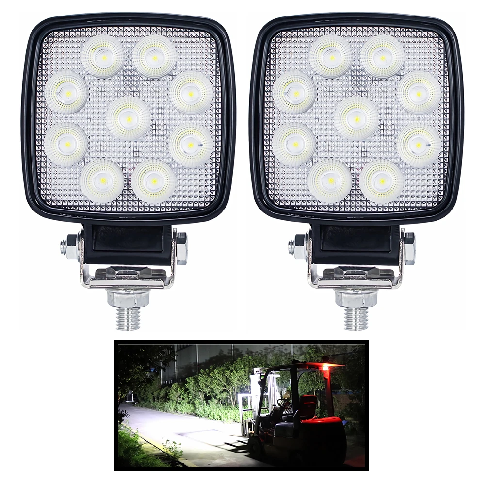 

2Pcs 27W LED Forklift Front Light 12V - 80V Loader Headlight Excavator Work Light Accessories Parts Aluminium Alloy