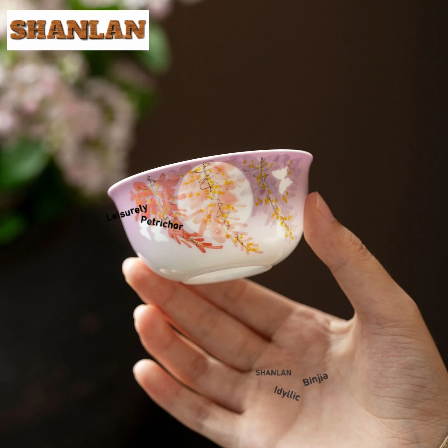 

80 мл градиентная фиолетовая керамическая чашка, чистая ручная роспись, окно, лунная тень, персональная чайная чаша, чашка Глицинии, мастер-чашка, набор для чая кунг-фу