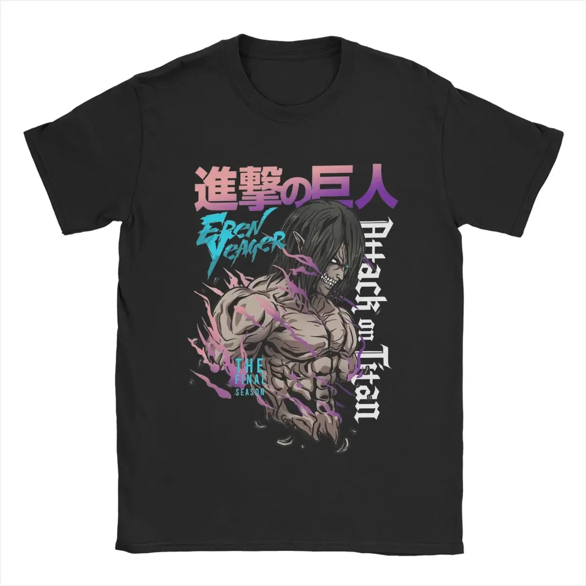 Eren Jeager Yeager AOT Anime T-Shirts Men Humorous Tees Round Neck Short Sleeve Oversized Graphic T Shirt Printed Clothing