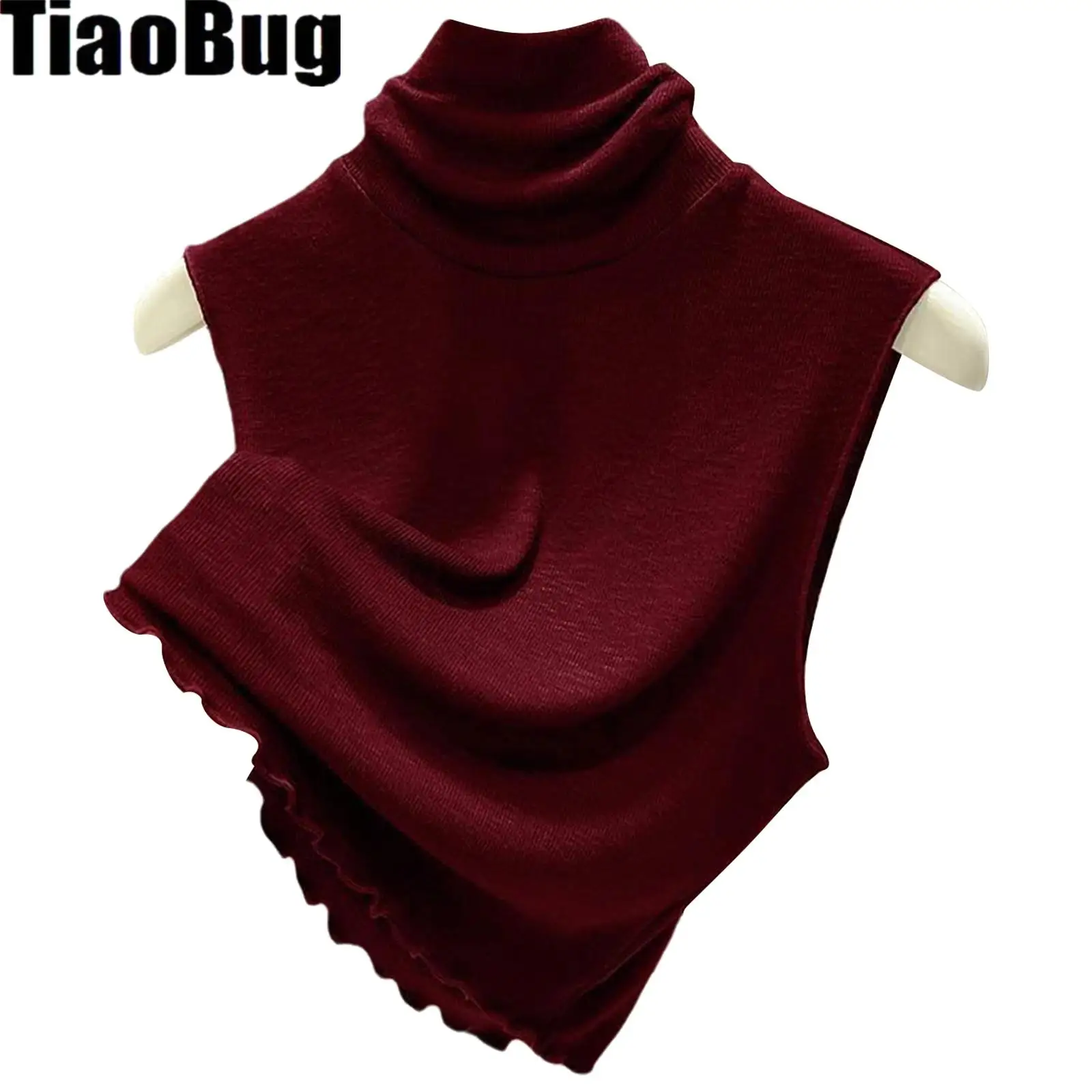 

Женский и мужской вязаный топ без рукавов с воротником-стойкой, съемный однотонный воротник-имитация