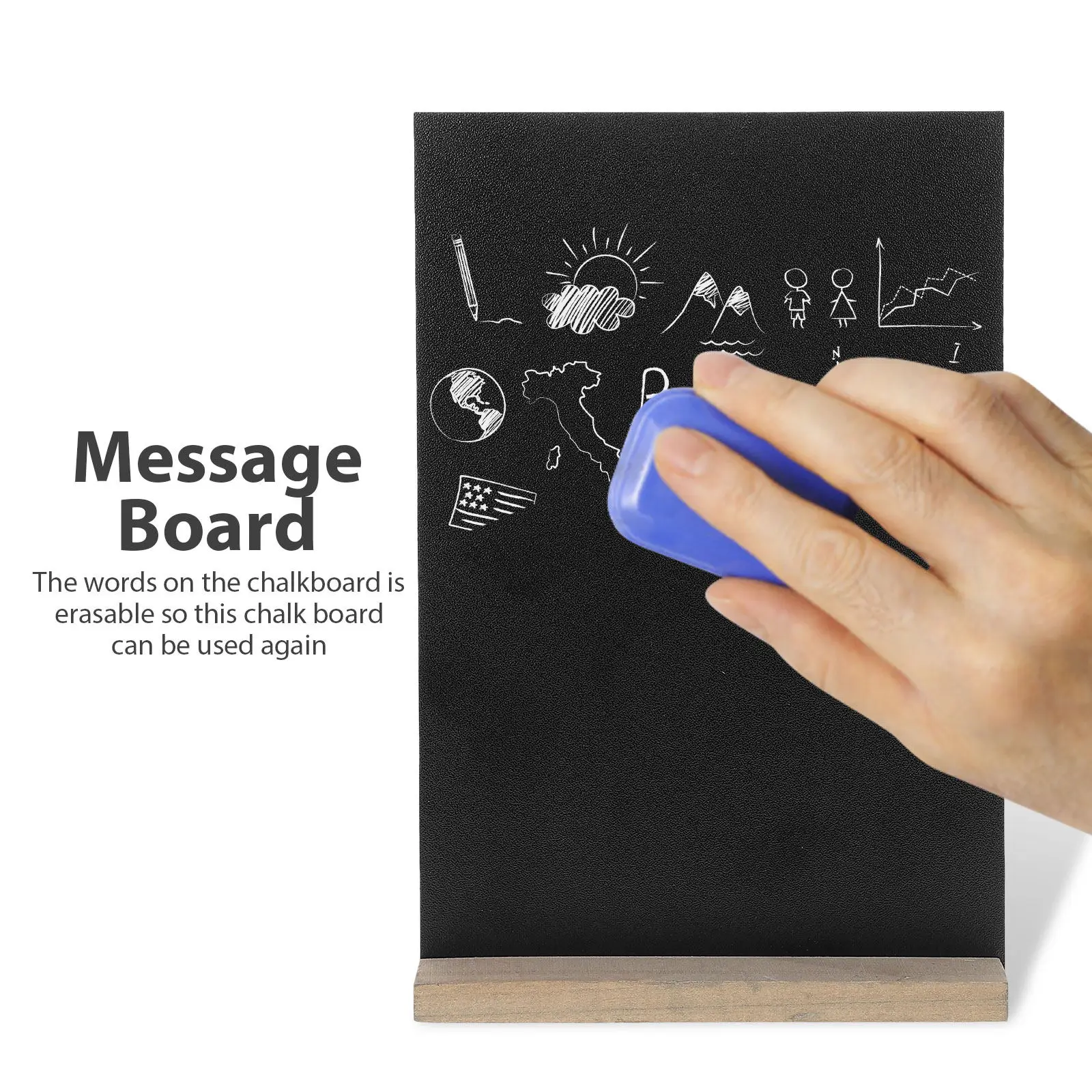 1Pcs Wooden Small Chalkboard Versatile Double-Sided Writable Blackboard Party Decoration Wedding Writing Board Coffee Table Memo