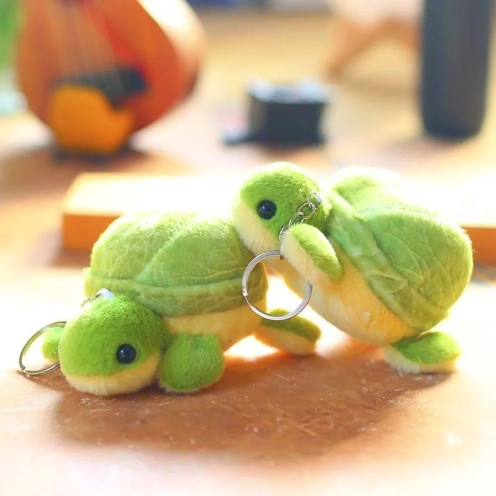 Vegetable Texture Purtle Plush Keychain Animal Cotton Plush Turtle Key Ring Cartoon Soft Green Turtle Doll Key Ring Bag Pendant