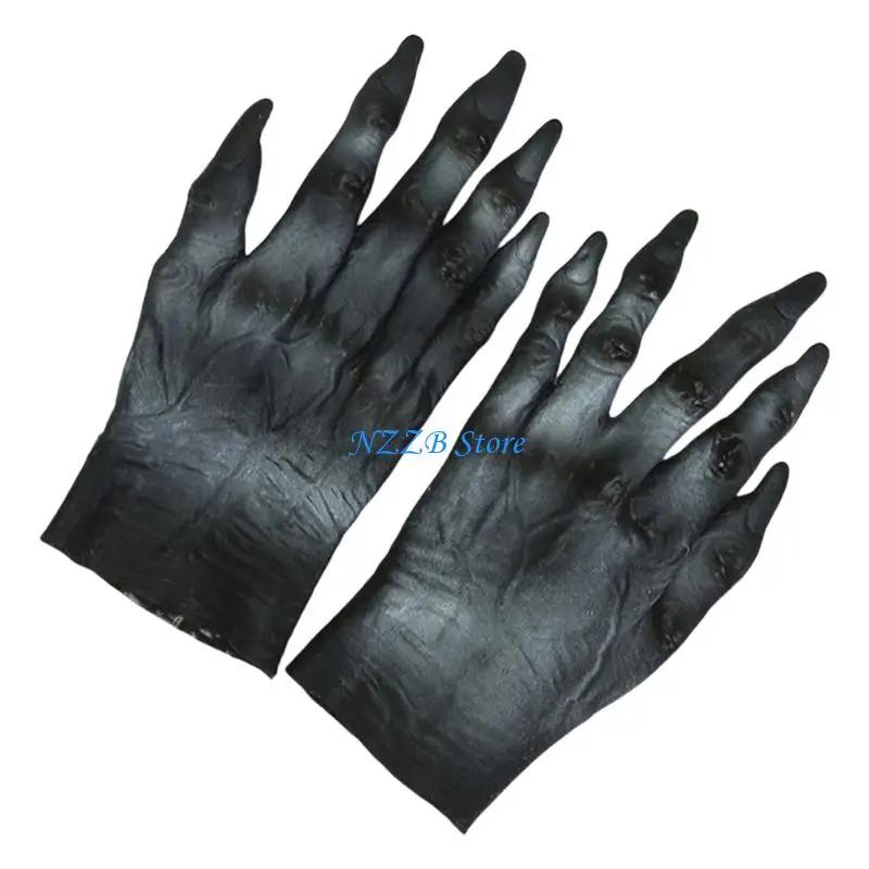 T21f Halloween mostri guanti a mano guanti zombite in lattice lupo mannali guanti uomini uomini