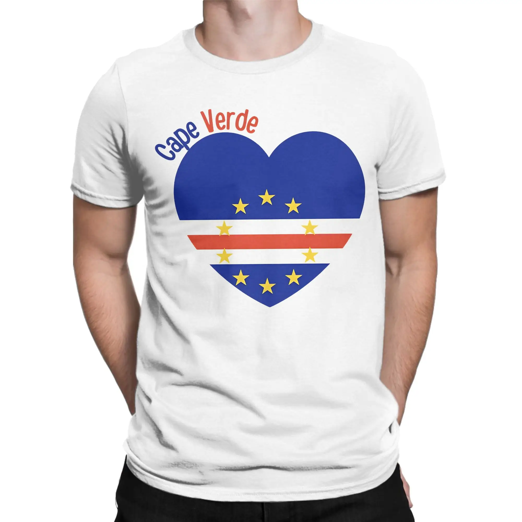 Funny Cape Verde Flag Cabo T-Shirt Unisex Cotton Short Sleeve  Round Neck Summer Clothes