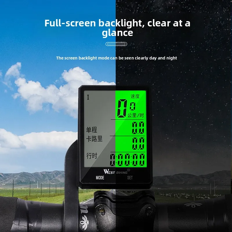 

West Rider Wireless Bike Computer - Large Luminous Screen Speedometer Odometer for Mountain/Road Cycling