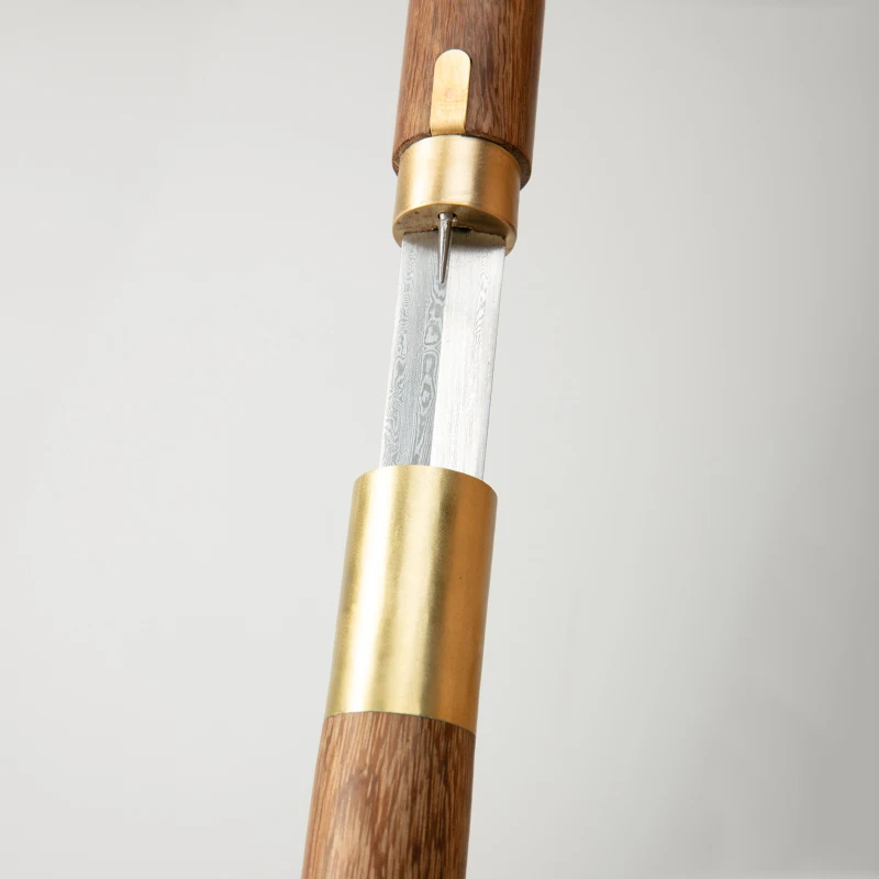 Chinese Staff Sword Folded Steel Damascus Blade Sharp Real Rosewood Scabbard Walking Stick Samurai Swords Ready Battle Katanas