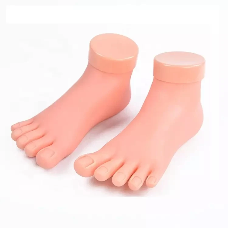 Left and right nail practice prosthetic foot model soft training display nail practice foot