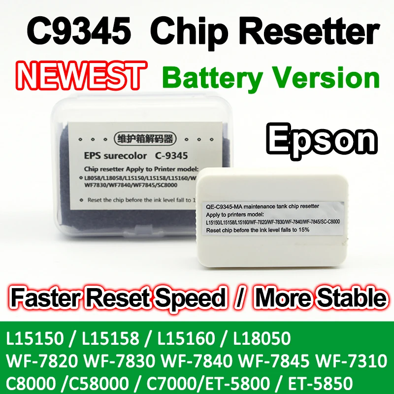 Battery Version C9345 Maintenance Tank Chip Resetter for Epson T-8550 ET-8500 ET-16000 L8050 L15158 L15168 L15150 L15160 6558