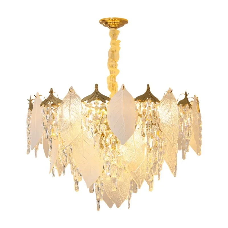 

French creative leaf light luxury chandelier post-modern simple bedroom decoration lamp