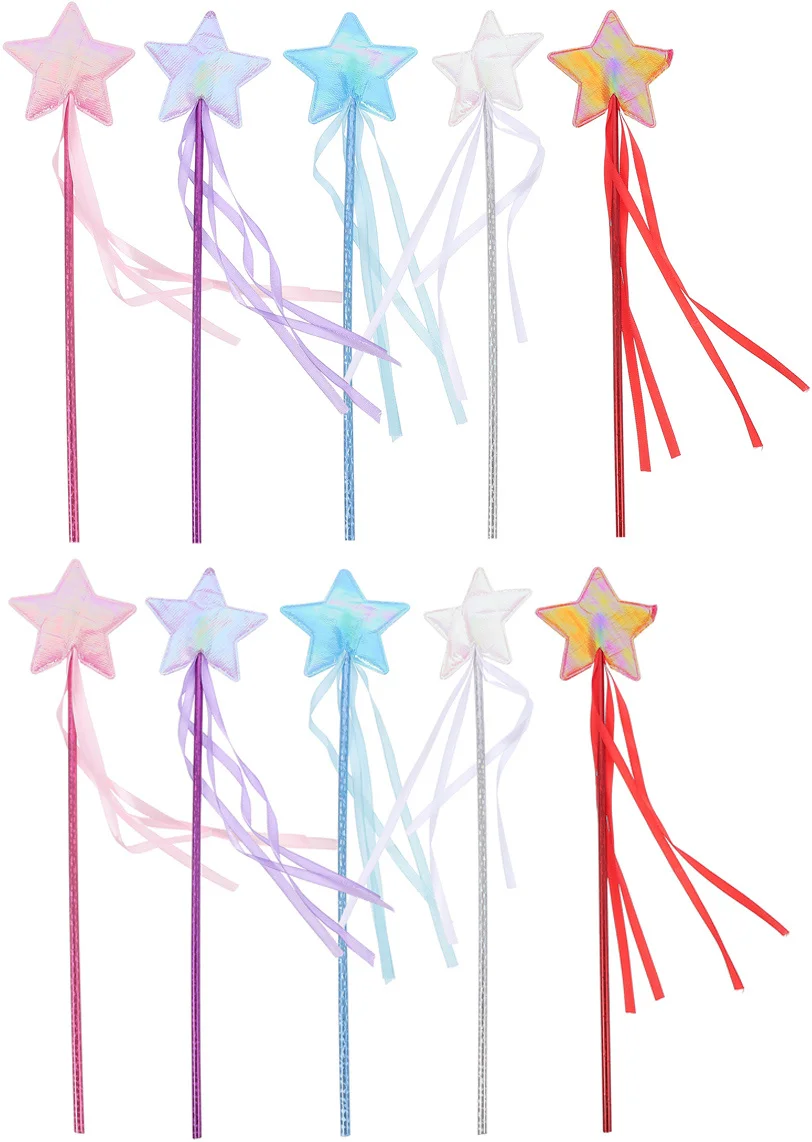 10 قطع من عصا الجنية ذات النجمة الخماسية للهالوين، دعامة تنكرية للأطفال، عصا أداء رائعة للحفلات