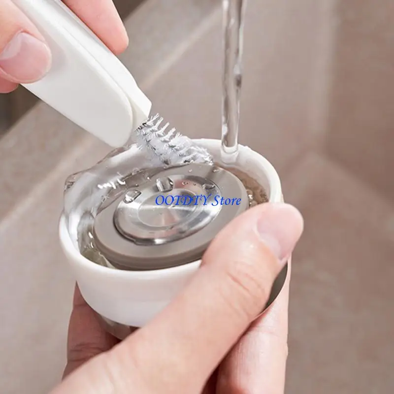 367A 3-in-1 Cup Lid Cleaning Brush Household Kitchen Multifunctional Folding Mini