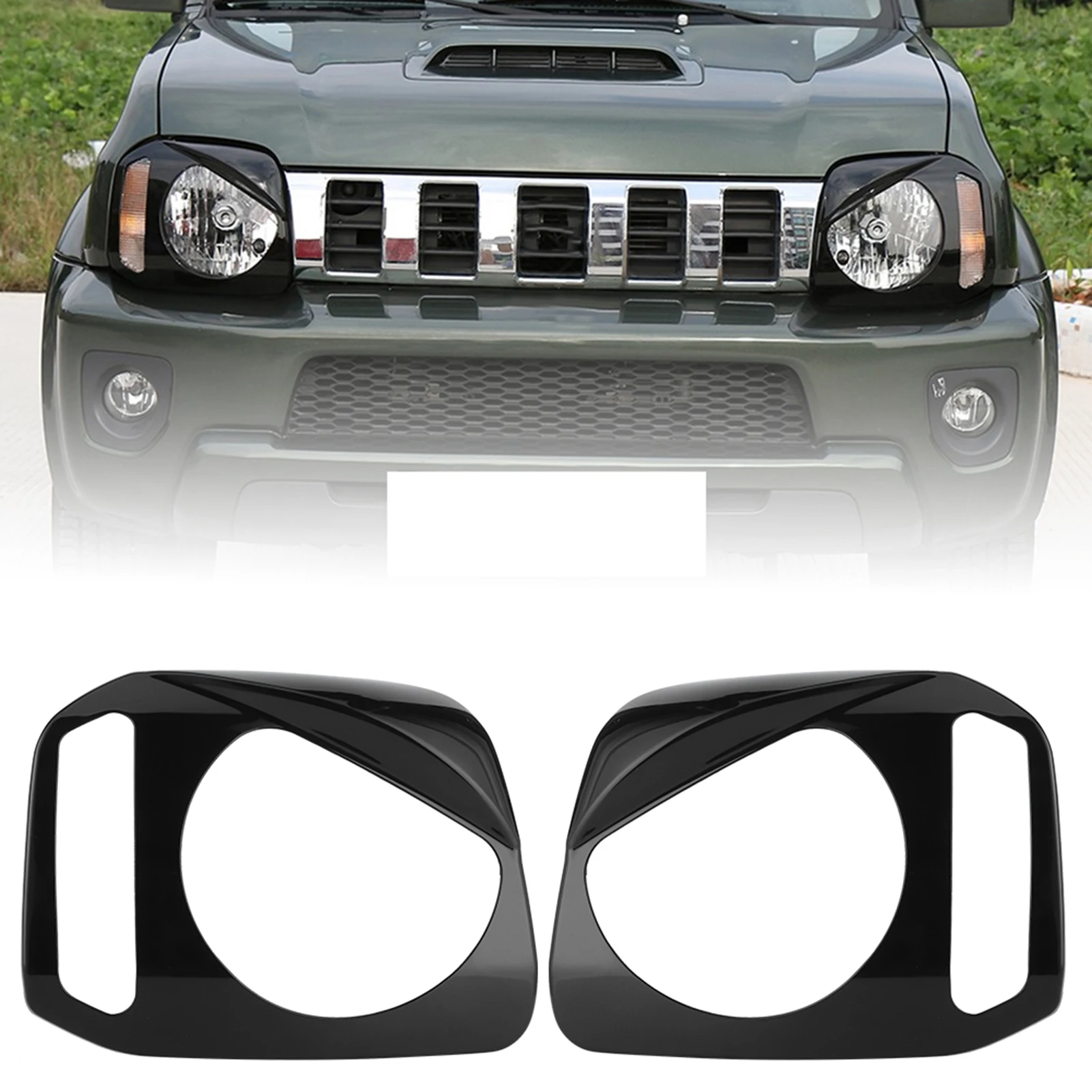Cubierta de faro delantero de coche, decoración embellecedora de faro apta para Jimny 2007 y # 8209 2017 Embellecedor de faro delantero de coche Embellecedor de cubierta de faro delantero
