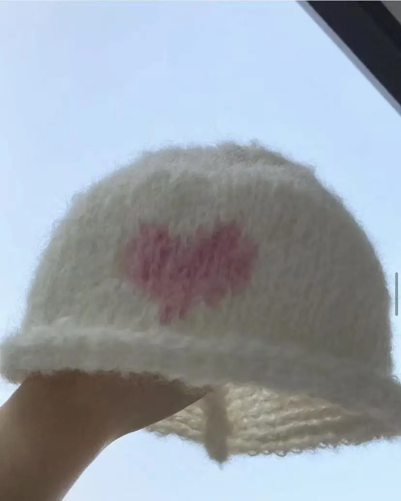 versatile cute warm hat, comfortable and soft mohair needle knitted hat, handmade customization, suitable for women in