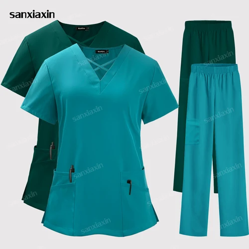 Uniformes médicos para enfermera, ropa de trabajo para salón de belleza, batas clínicas, Tops, pantalones, traje de enfermería para médico, uniformes quirúrgicos, conjuntos de batas para mujer