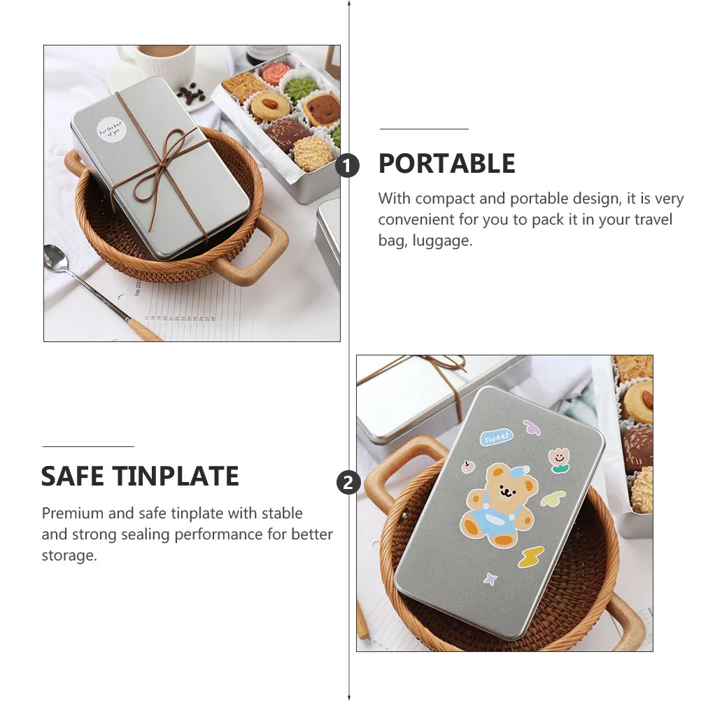 

2Pcs Durable Seamless Tinplate Cookie Storage Boxes Silver Biscuit Containers Food Storage Cases Diy Candle Making Gift Packing