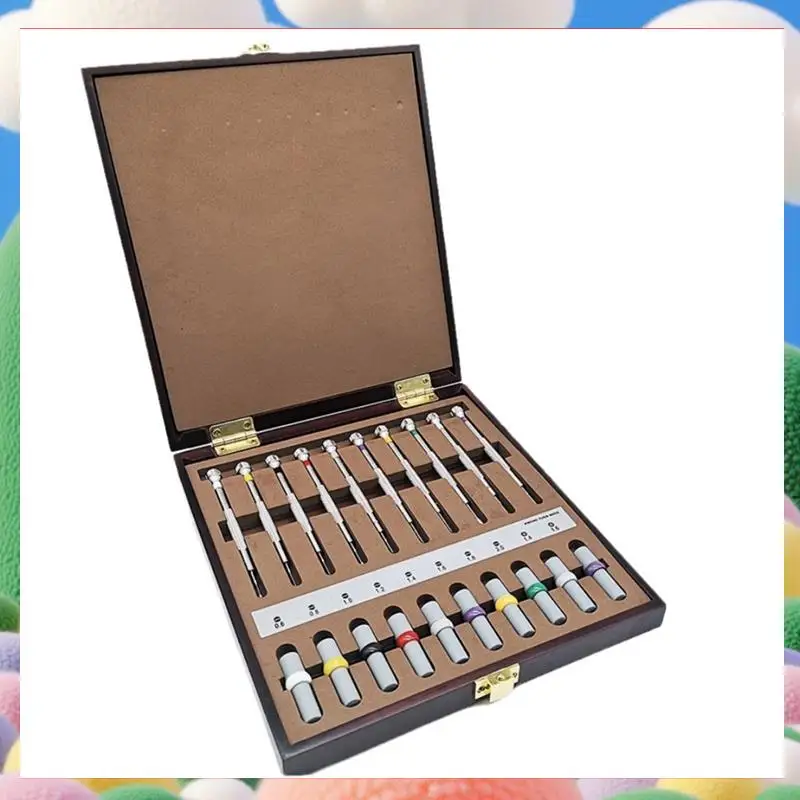

10PCS Watch Repair Screwdrivers With Weight Sleeves In Wooden Box-AS97