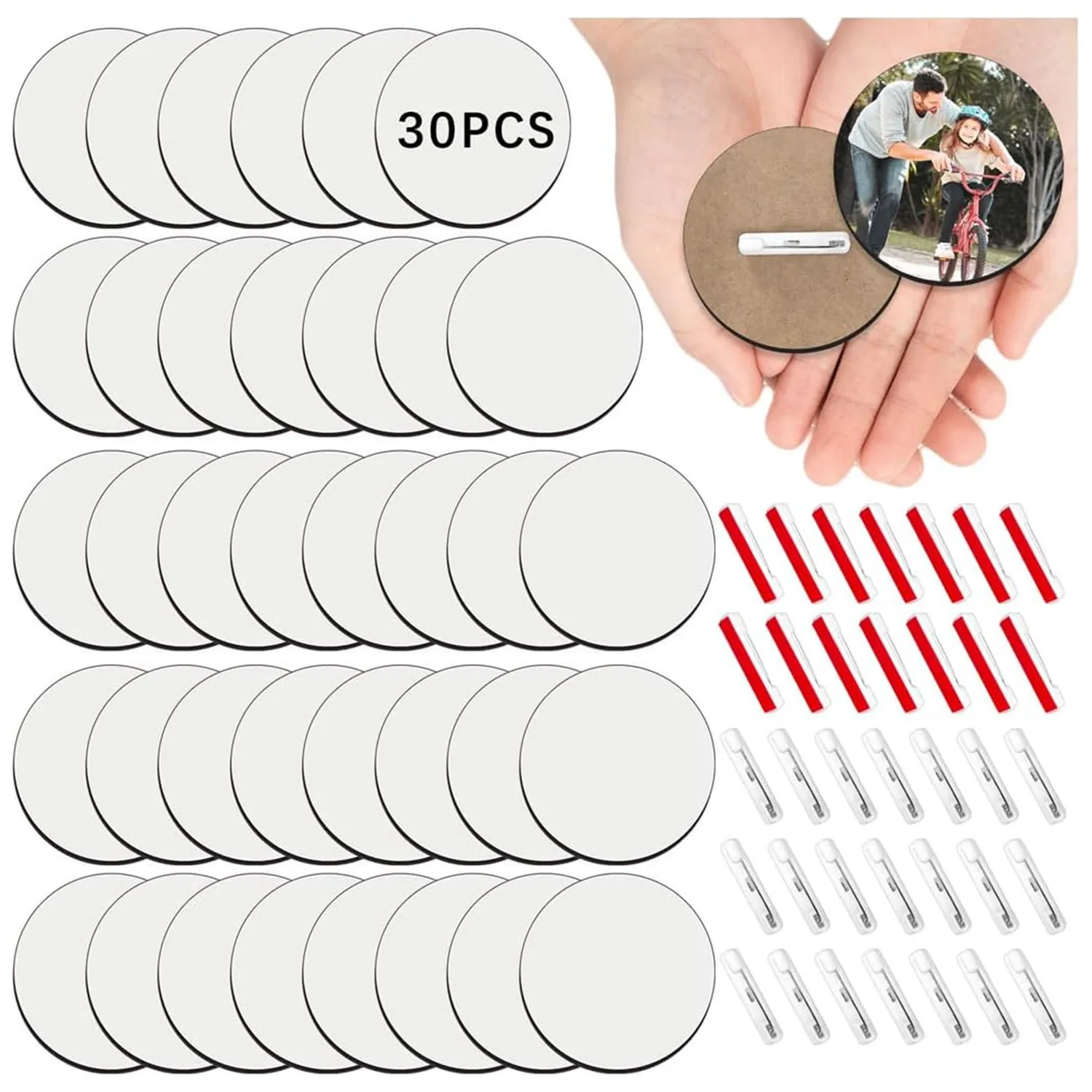 

Заготовки для сублимационных пуговиц с булавками 3-дюймовые кнопки из МДФ, рождественские булавки для школьных проектов, сублимационные именные бирки, пустые поделки своими руками