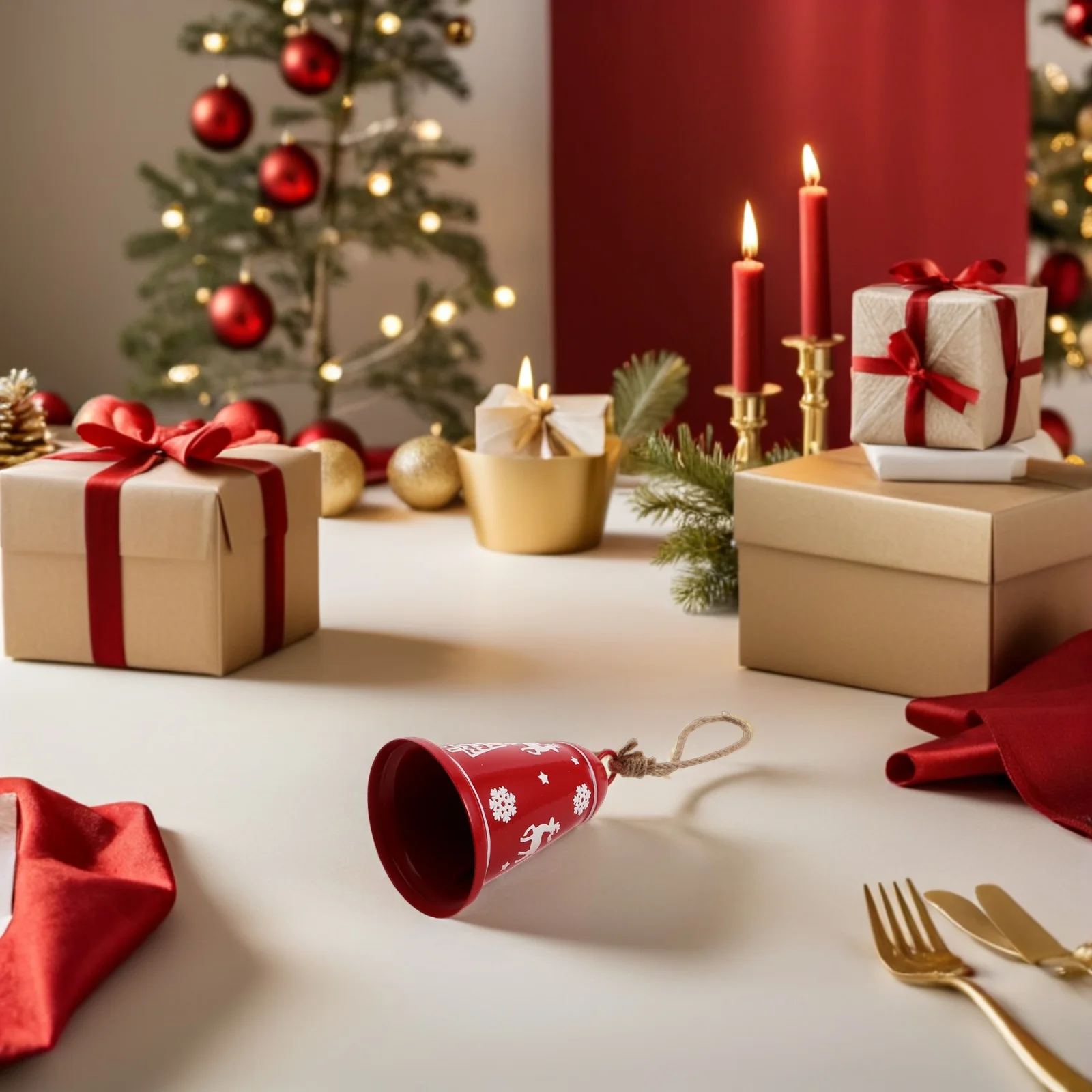 

2Pcs Christmas Bell Ornaments Vintage Metal Rustic Jingle Bells Reindeer Tree Pendant Xmas Hanging Decorations Holiday Craft