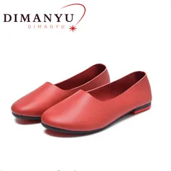 DIMANYU Women Flats Shoes Spring Genuine Leather Ladies Shoes Large Size 41 42 43 Casual non-slip 2026 New Slip-on Women Loafers