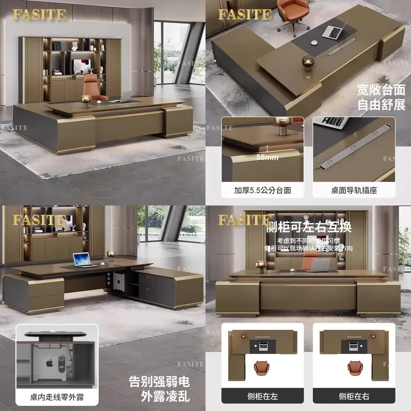 For Modern Office Furniture Light Luxury Executive Desk and Chair Set Simple High End  for President General
