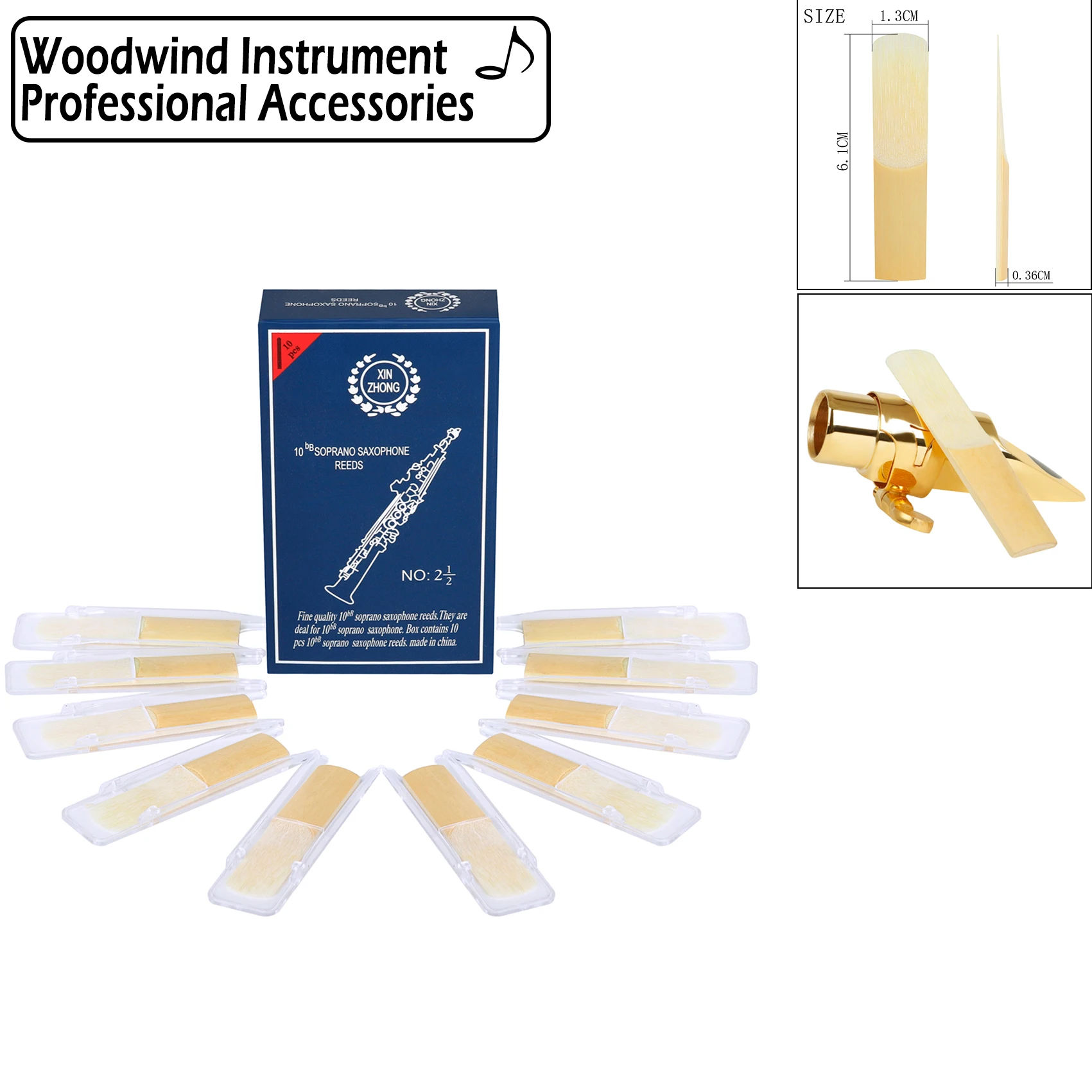 10 Pcs/Set 2.5 Soprano/Alto/Tenor/Clarinet B Flat Saxophone Reeds Clarinet Reed Woodwind Profession Musical Instrument Accessory