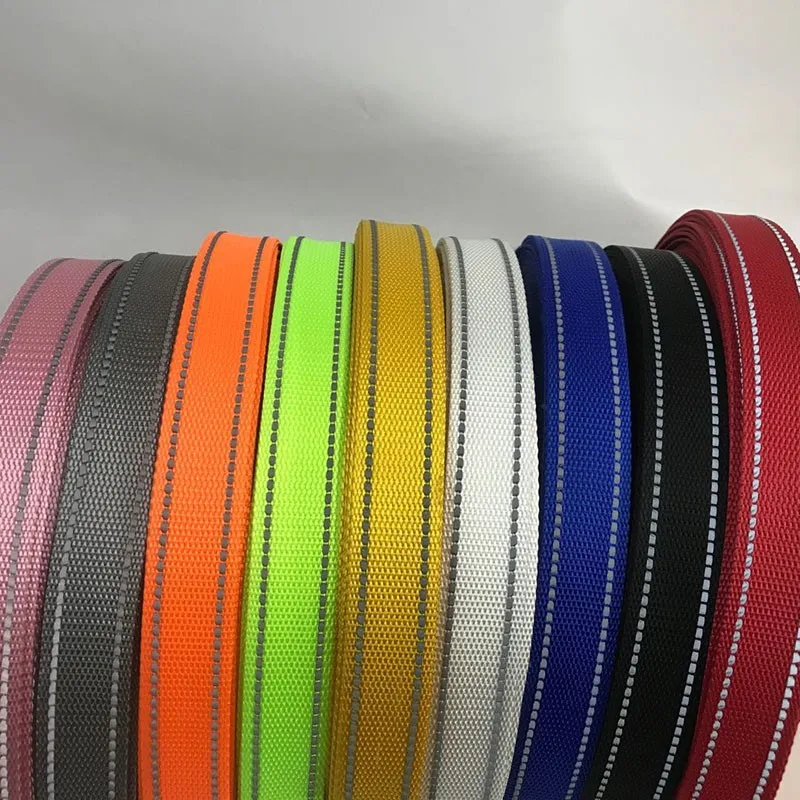 15mm 50 Yards Reflective Line Polyester Webbing 1mm Thick DIY Pet Collar Backpack Strap Belt Sewing Accessories 10 Colors